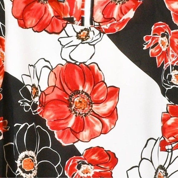 Alfani Black Red Floral Print Blouse Women’s 3X Long Sleeve Split Cuff Top - Picture 5 of 12